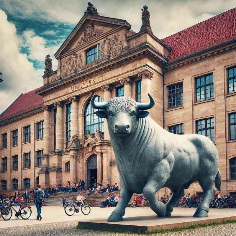 Bullenstatue an einer Universität